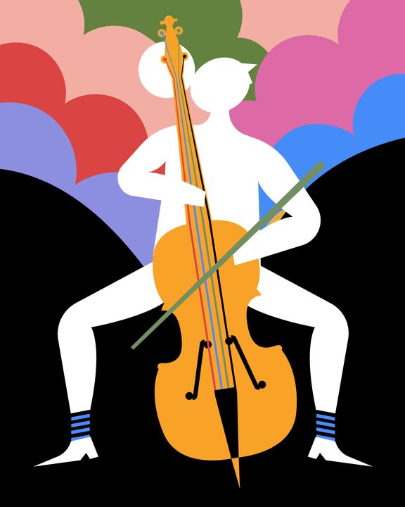 Cello player poster