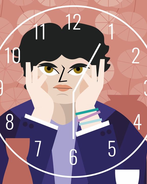 Man behind a clock face